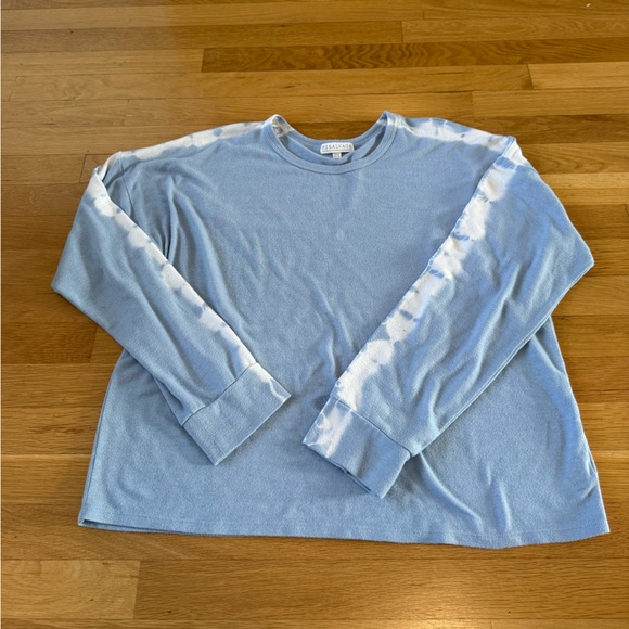 P.J. Salvage Blue Tie Dye Stripe Oversized Women's Lounge Sweatshirt Top XL - Picture 2 of 7